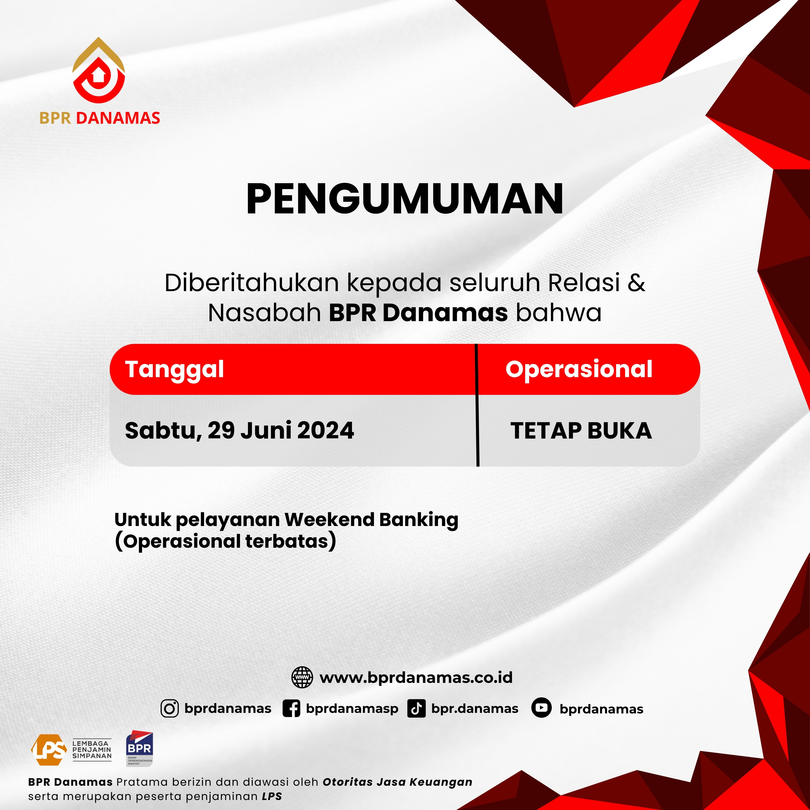 PENGUMUMAN OPERASIONAL TERBATAS